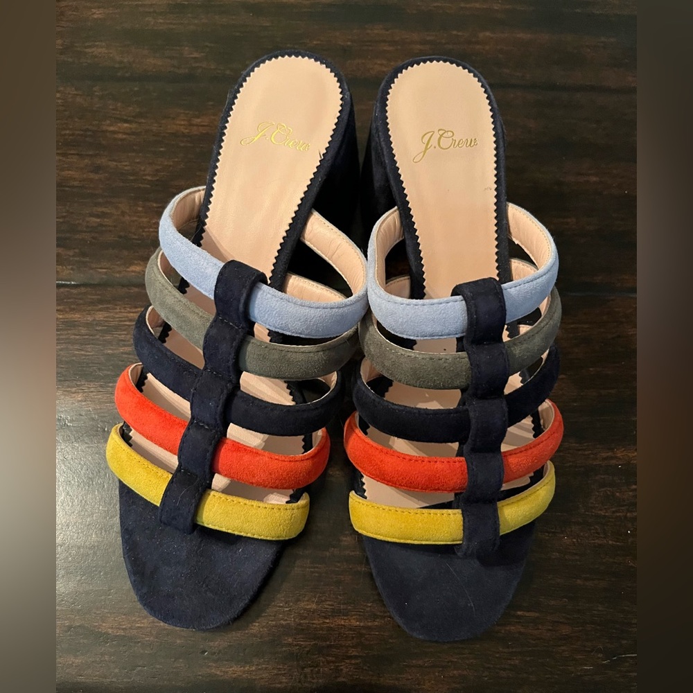 EUC J.Crew Suede Heeled Sandal Slides - size 9